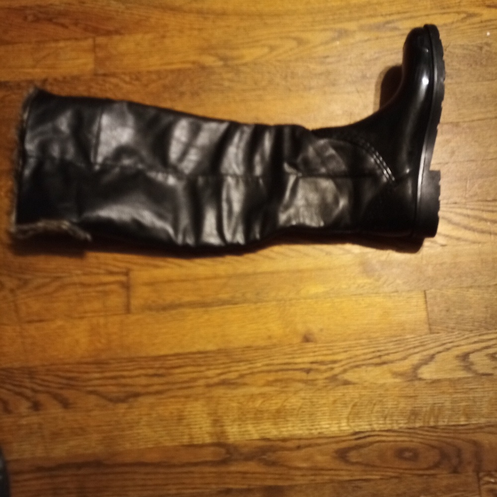 Over the knee rain boots black